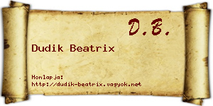 Dudik Beatrix névjegykártya